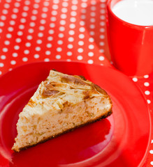 Homemade baking apple pie with cup of milk