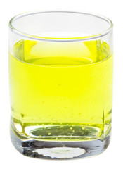 glass of yellow carbonated water with vitamin C