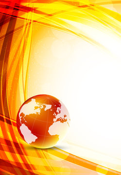 Orange background with globe