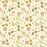 Seamless background with cute pink flowers