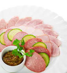 appetizer from meat isolated on a white background