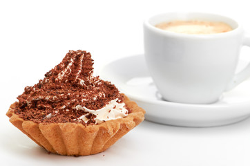 chocolate cake with a cup of coffee