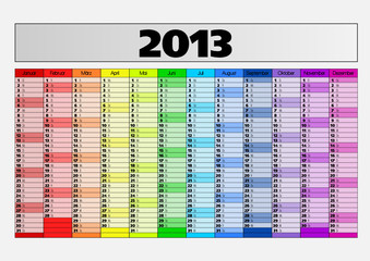 Kalender 2013 groß mit Platzhalter Vektor - 44557422