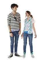 Fototapeta premium Teen couple with conflicting emotions