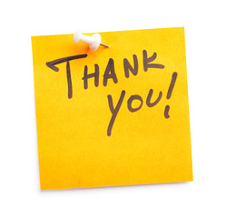 Sticker with text Thank you on it, isolated on white background