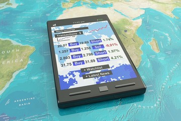Stock market on smartphone