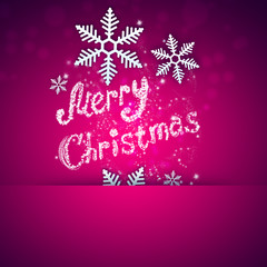 Bright Christmas background with snowflake and merry christmas s