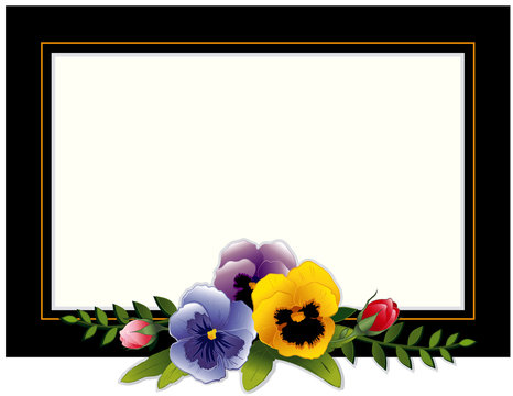 Picture Frame, copy space, Victorian style with pansies, roses