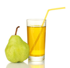 Pear juice in a glass isolated on white