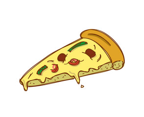 slice of pizza in doodle style