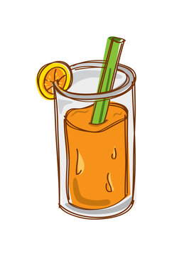 orange juice in doodle style