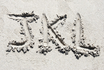 Sand beach alphabet: letters J, K  and L