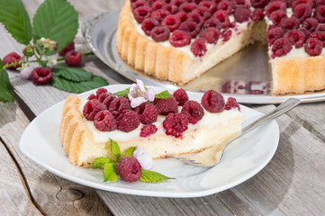 Plate with a piece of tart