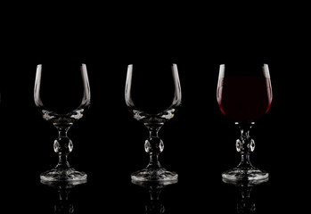 Three wine glasses