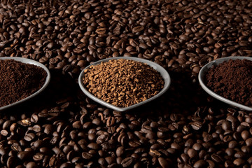 Three types of coffee