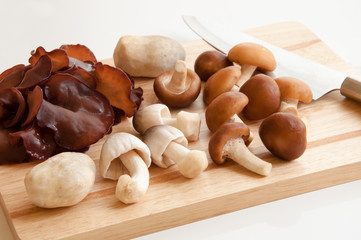 Mushrooms on a board
