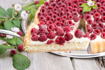 Cake lifter with Raspberry Tart