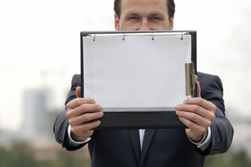 businessman with a blank form
