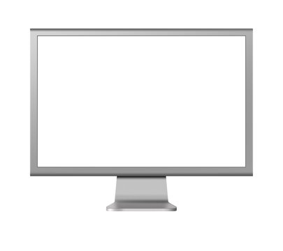 computer monitor LCD with blank screen on white background