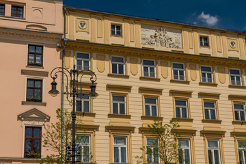 Naklejka premium Beautiful facade of old town house in Krakow, Poland