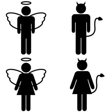 Angel and devil pictograms