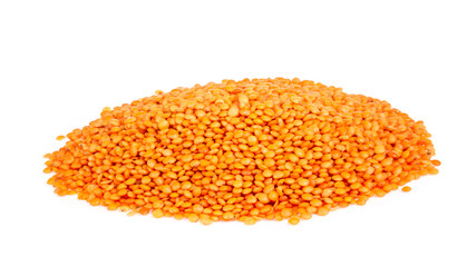 red lentils isolated on white