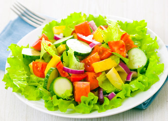 fresh vegetable salad on plate
