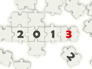 2013 New year symbol on puzzle
