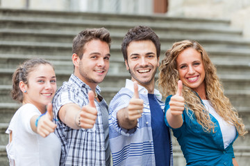 Happy Friends with Thumbs Up