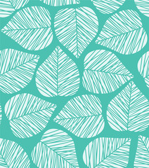 Seamless blue stylized leaf pattern. Vector illustration