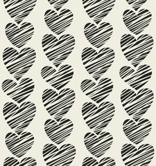 Seamless creative black hearts pattern. Vector illustration