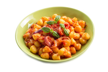 gnocchi with tomatoes sauce and basil