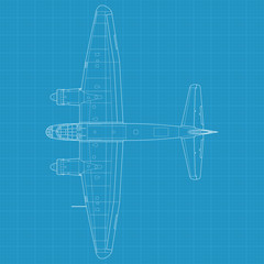 High detailed vector illustration of old military airplane