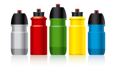 Set of color bicycle water bottles