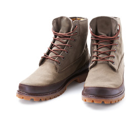 A pair of hiking boots isolated on white