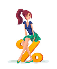 shopping girl and sale word