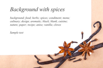 background with anise, vanilla and cloves