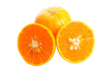 Orange and slice isolate on white