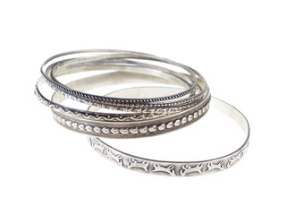 Silver Bracelets, jewellery studio isloated photo