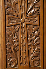 grèce; ioniennes,lefkada : monastère de Fanéroméni, porte en