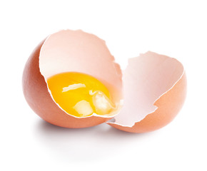 broken egg isolated on white