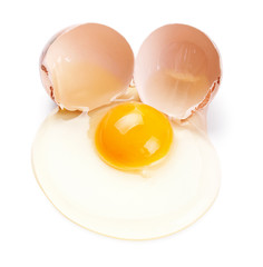 broken egg isolated on white