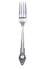 Retro silver fork isolated on white - 44582057