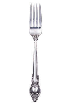 Retro silver fork isolated on white