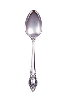 Retro silver spoon isolated on white