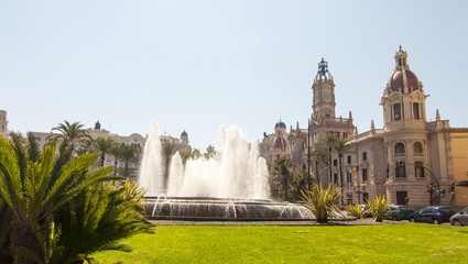 Square of the town hall in Valencia, Spain