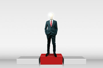 Business stand up on the podium