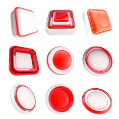 Set of plastic template buttons isolated