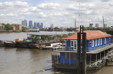 View to Canary Wharf from Southwark. London. UK