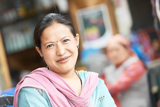 Indian Woman in a Sari Smiling